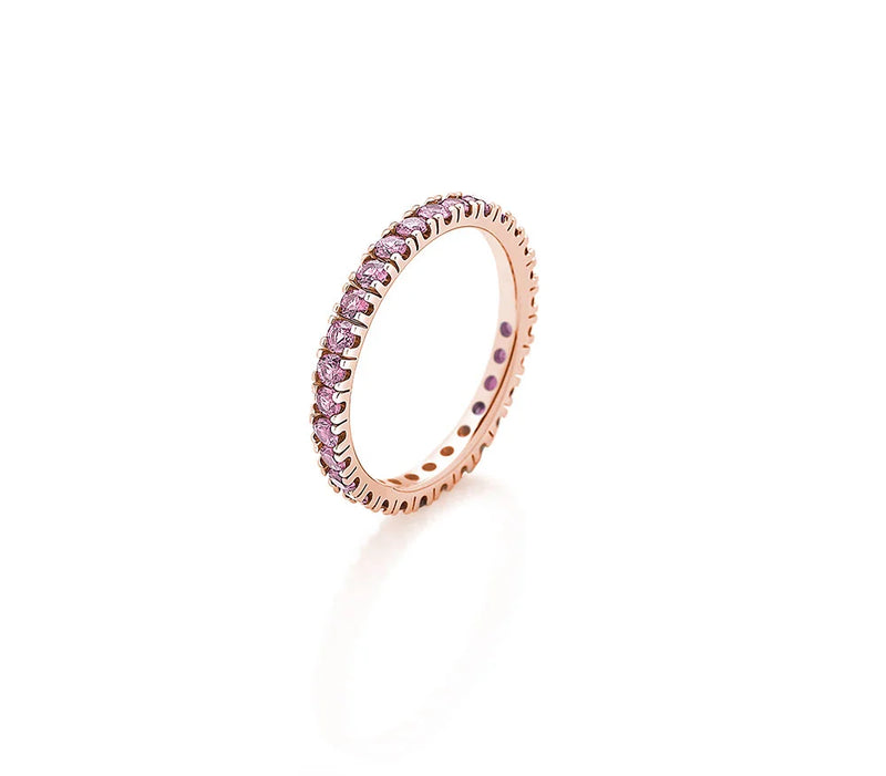  Poetry Eternity Ring Saturn Gold and Pink Sapphires 0.36 ct