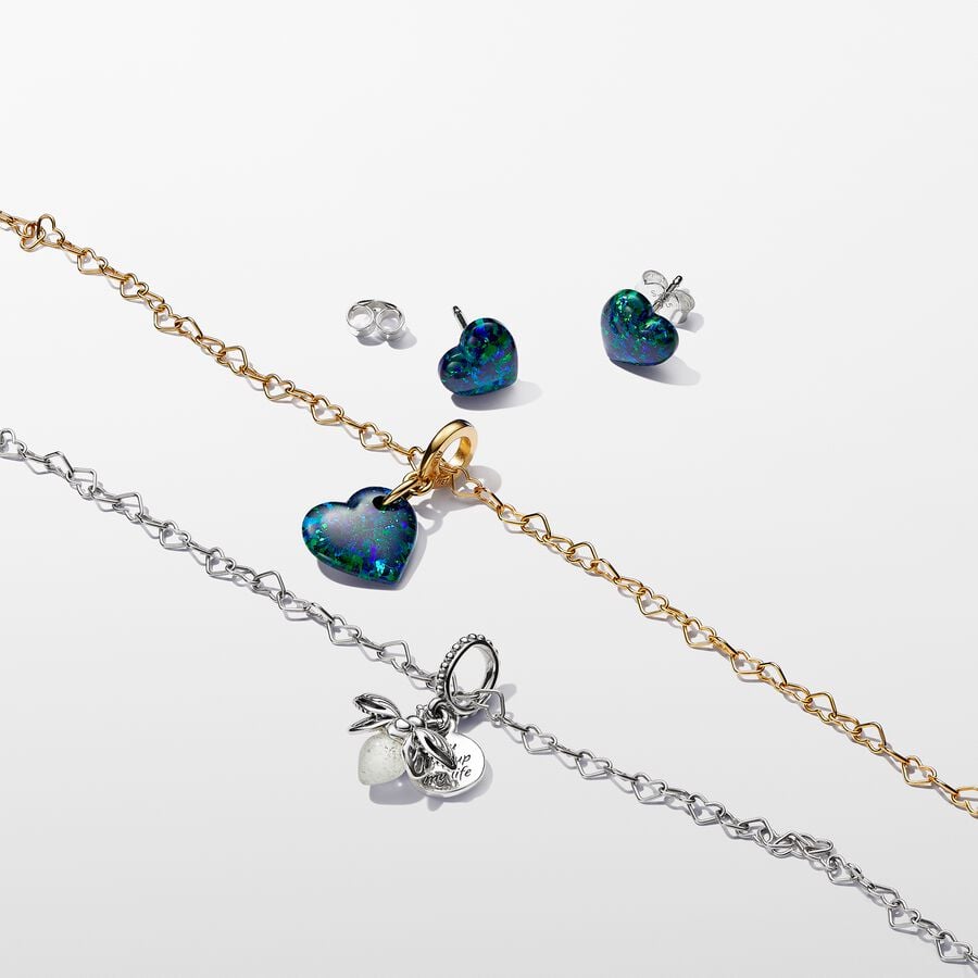 Pandora Charm Charm Pendente Cuore Opale Verde e Blu 763348C01