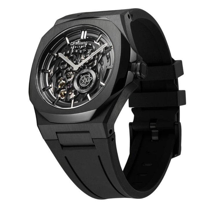 D1 Milano Skeleton Rubber Rose Gold D1-SKRJ12