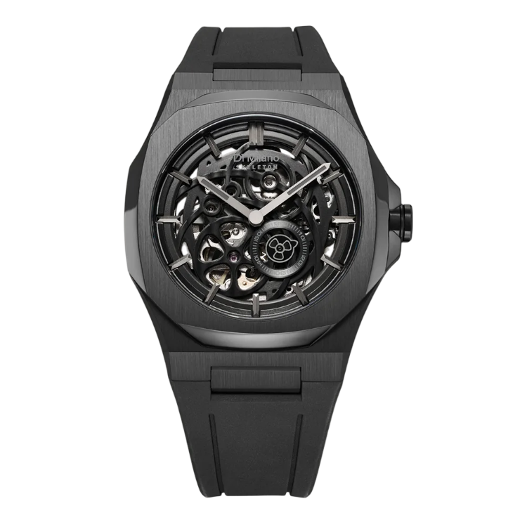 D1 Milano Skeleton Rubber Rose Gold D1-SKRJ12