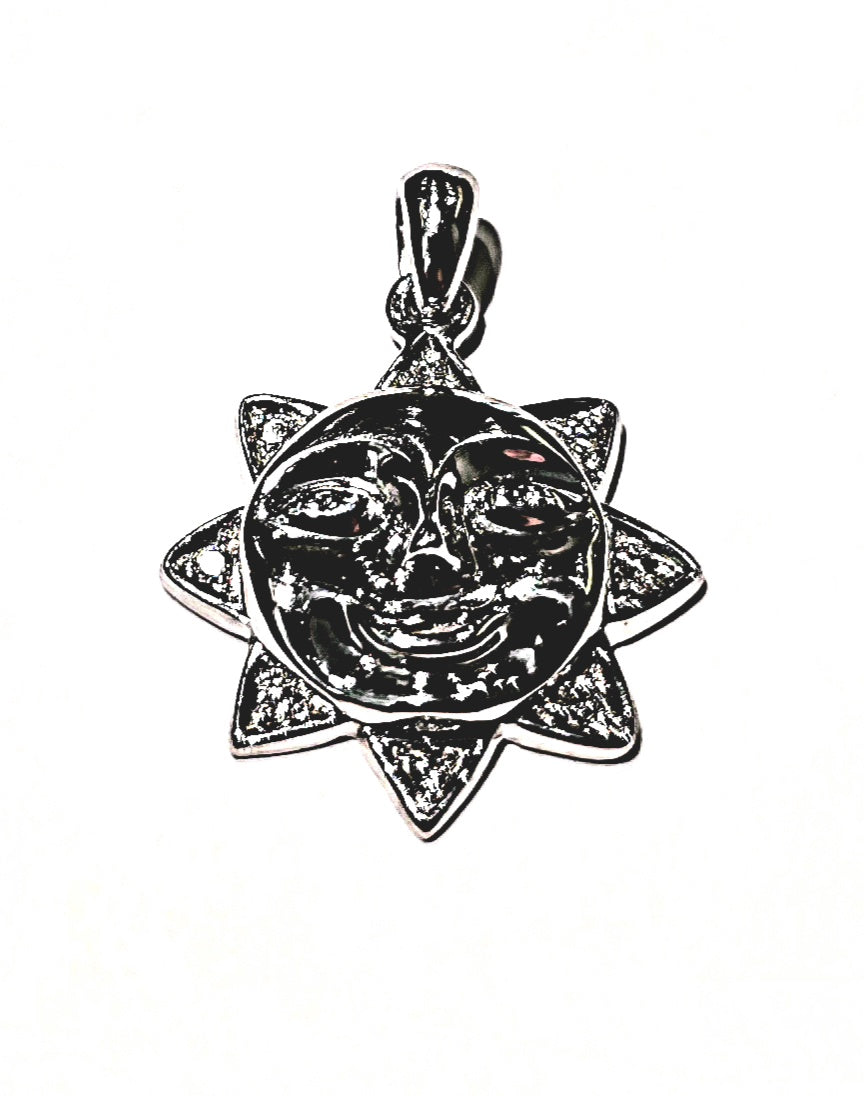 Ciondolo Sole Oro Bianco 18kt e Diamanti