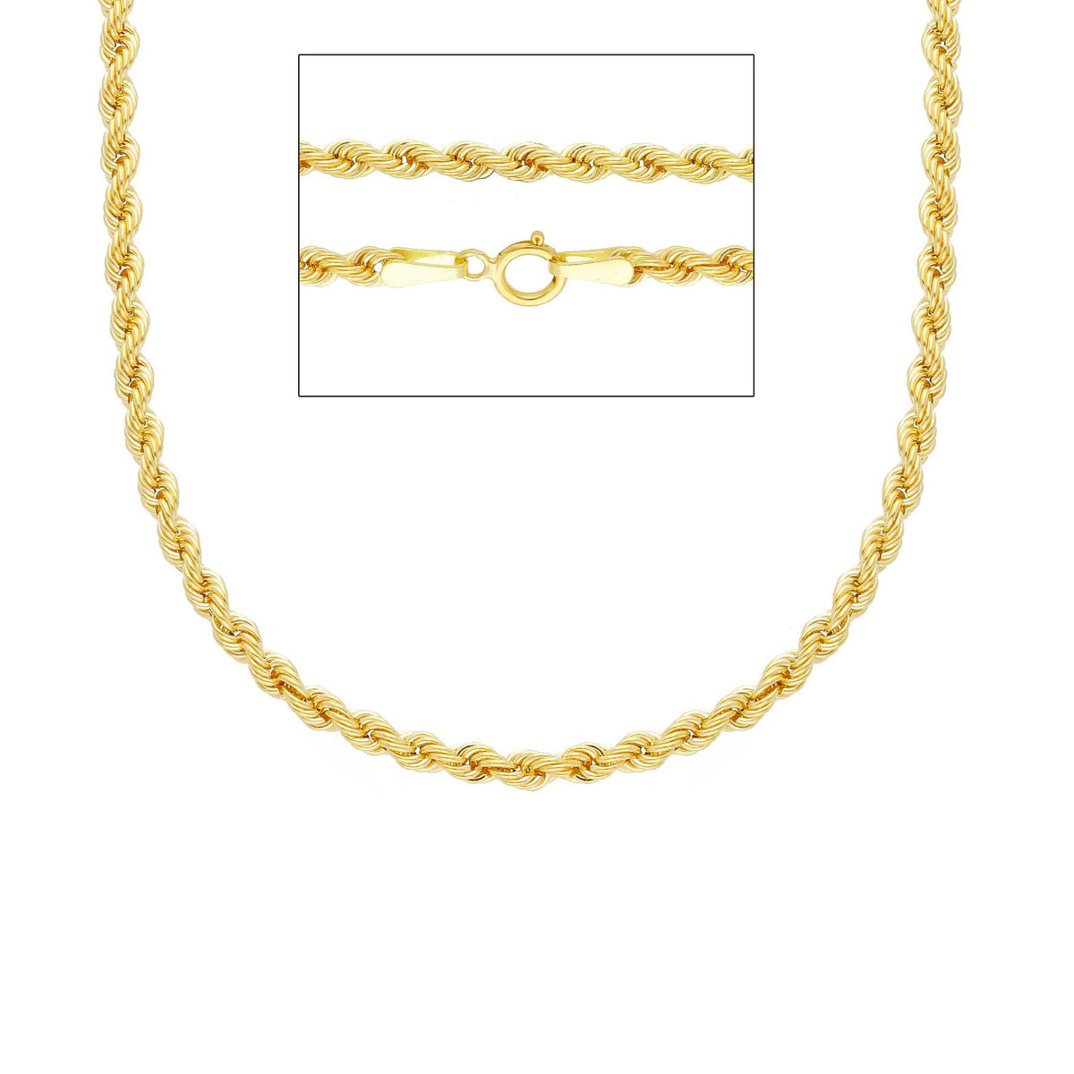 18kt Yellow Gold Rope Chain 50 cm Section 2.20 MM