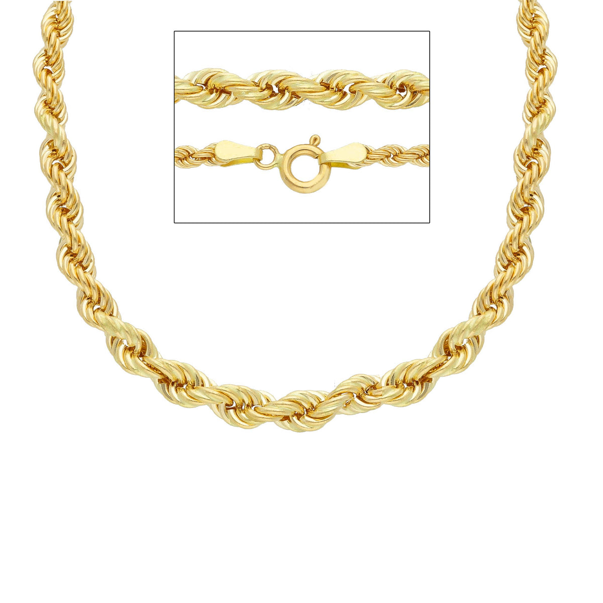 18kt Yellow Gold Scaled Rope Chain 45 cm