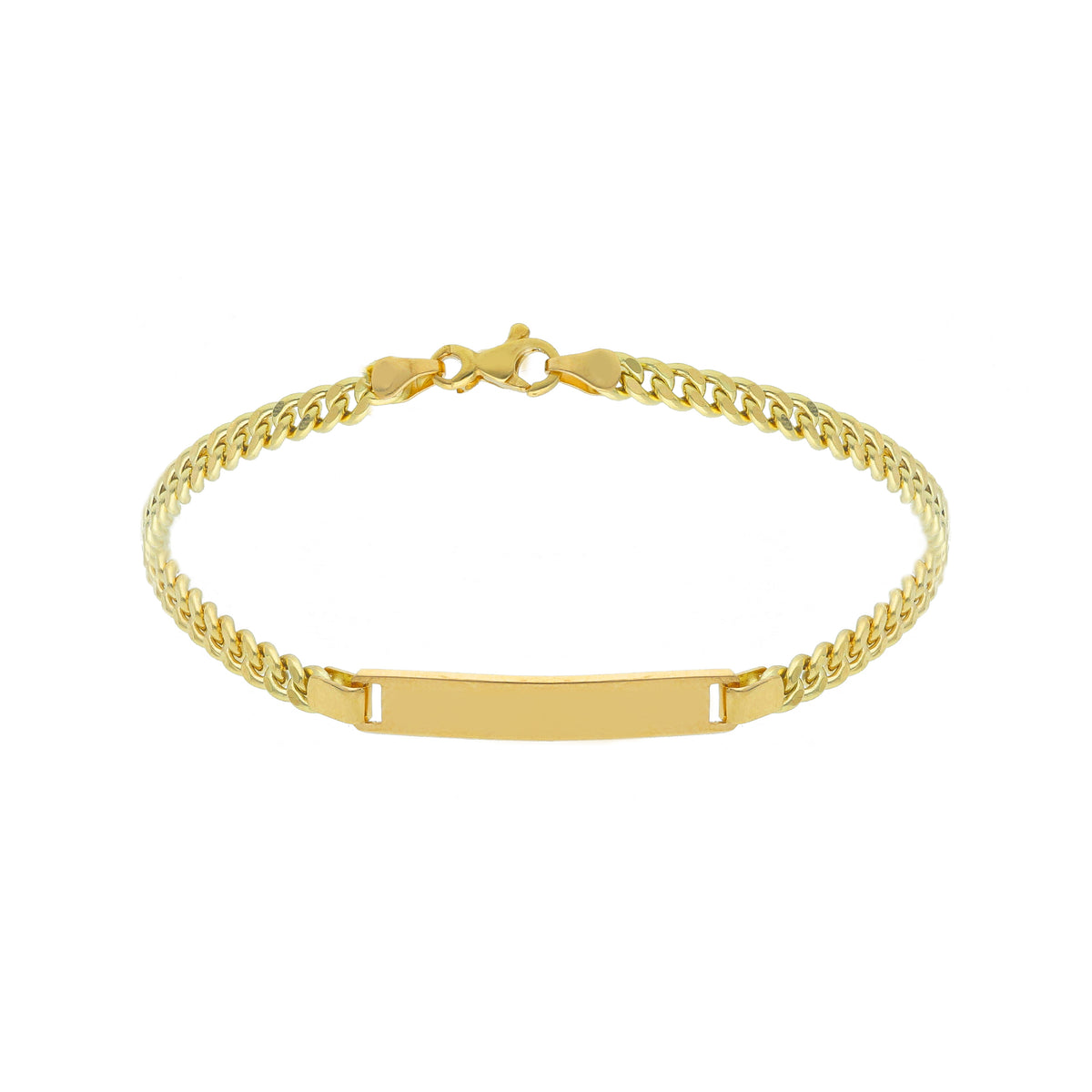 Maiocchi Gold Bracciale Grumette con Piastra in Oro Giallo 18kt Sezione 3,50 MM