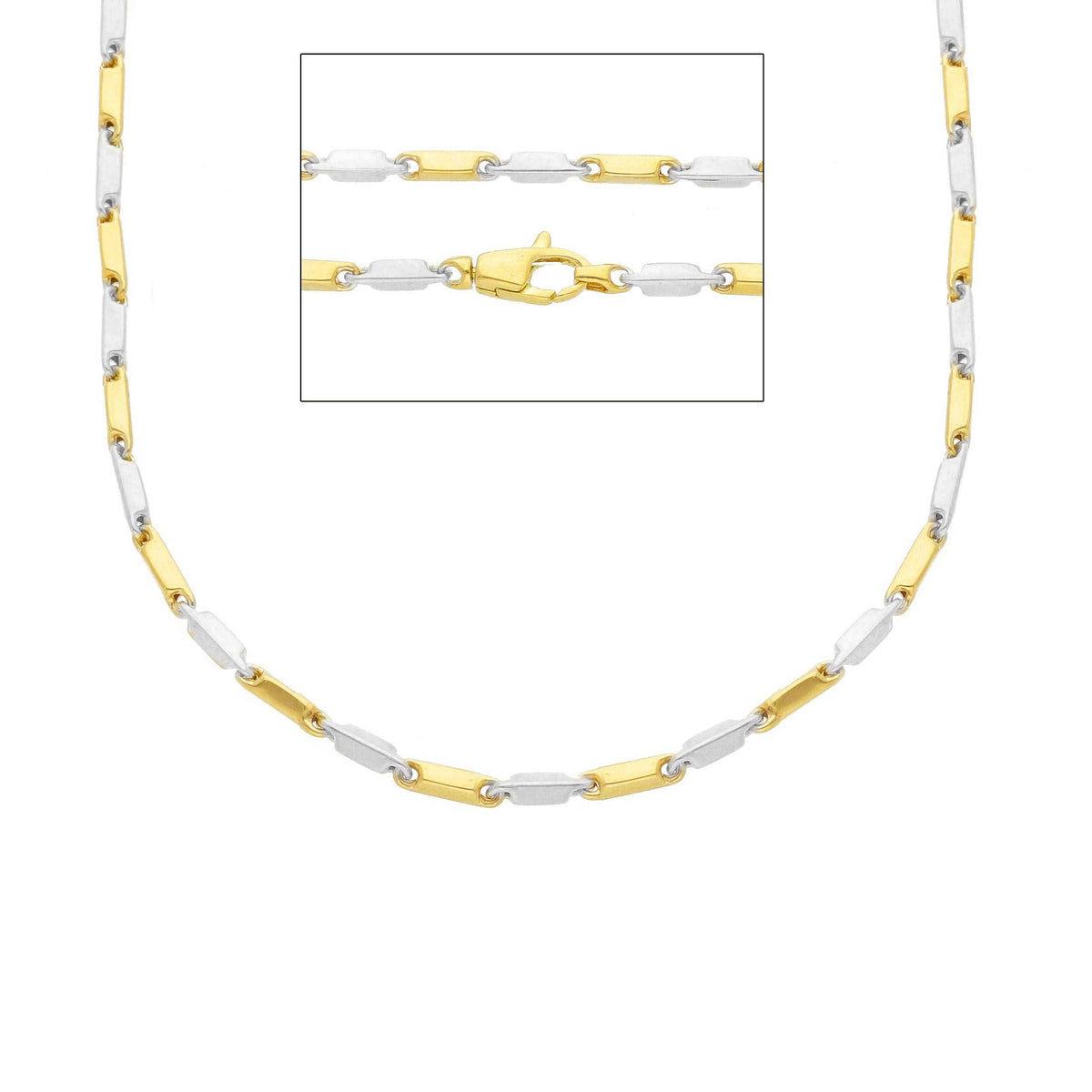 Catena Oro Giallo e Bianco 18kt 50 cm Sezione MM 1,70