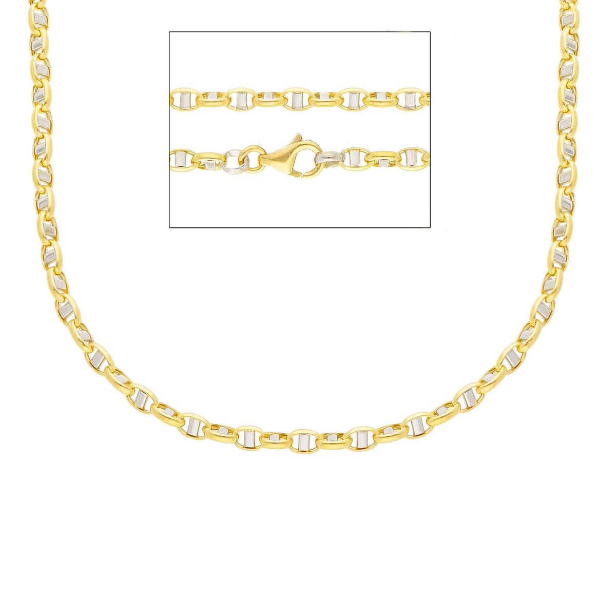 Chain 3 + 1 18kt Yellow Gold 50 cm Section 2.80 MM