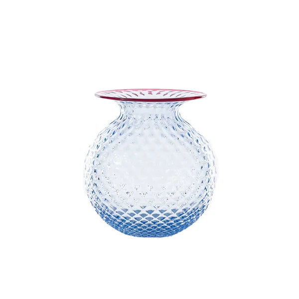 Venini Vaso Balloton 100.46 Iceberg Filo Rosso