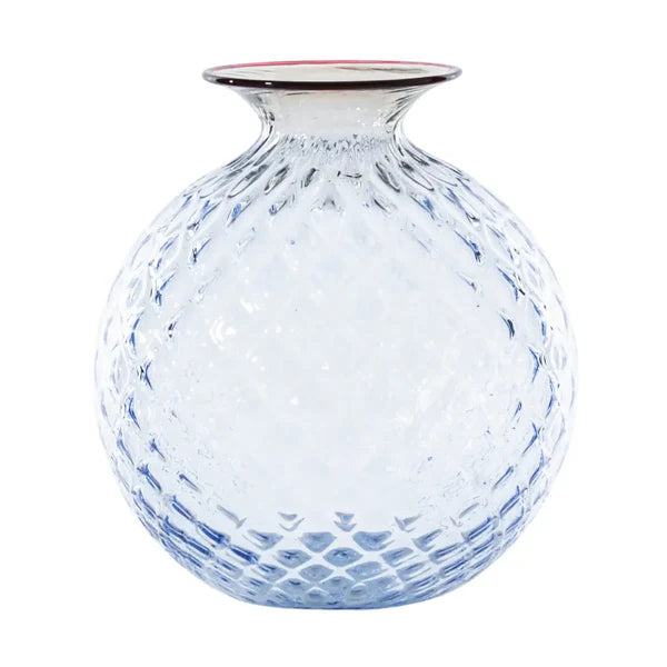 Venini Balloton Single Flower Vase 100.18 Iceberg Red Thread