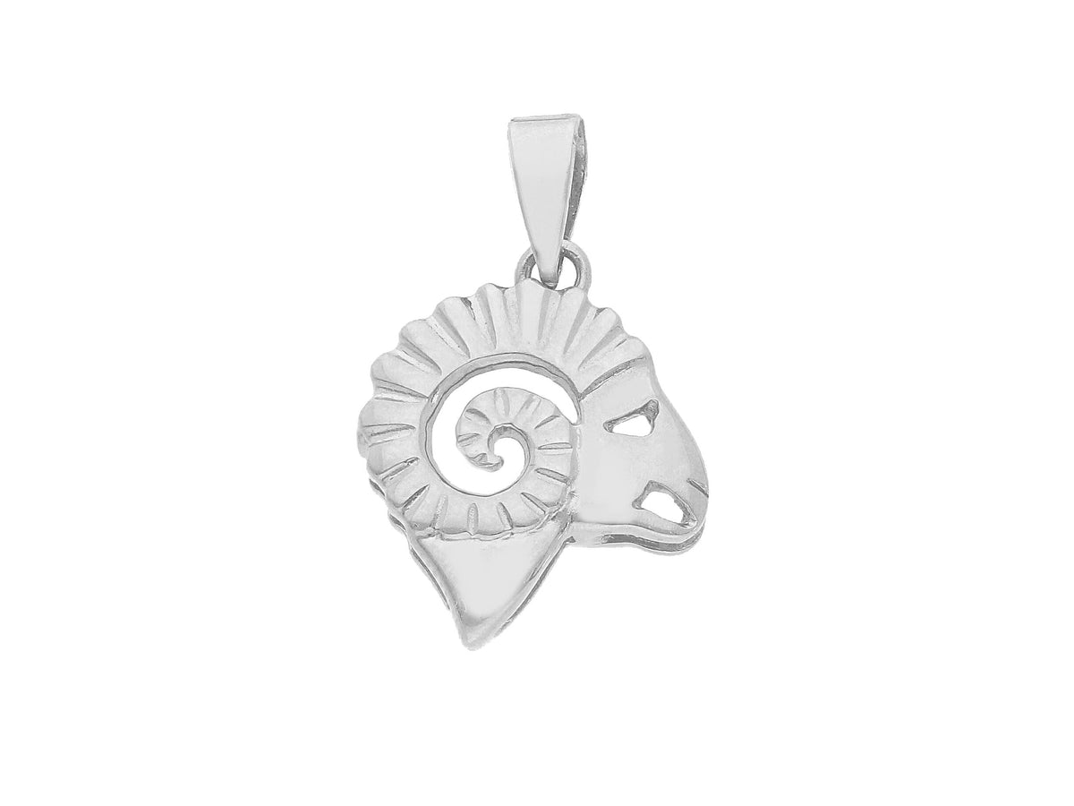  Zodiac Sign Silhouette Pendant in 18kt White Gold Aries