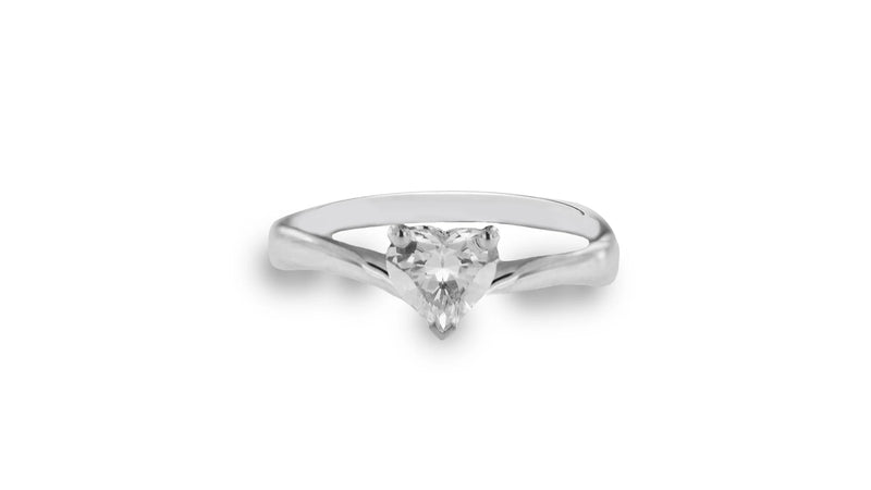  Freelight Solitaire Ring in White Gold and Heart Cut Diamond 0.29 Ct F VS2