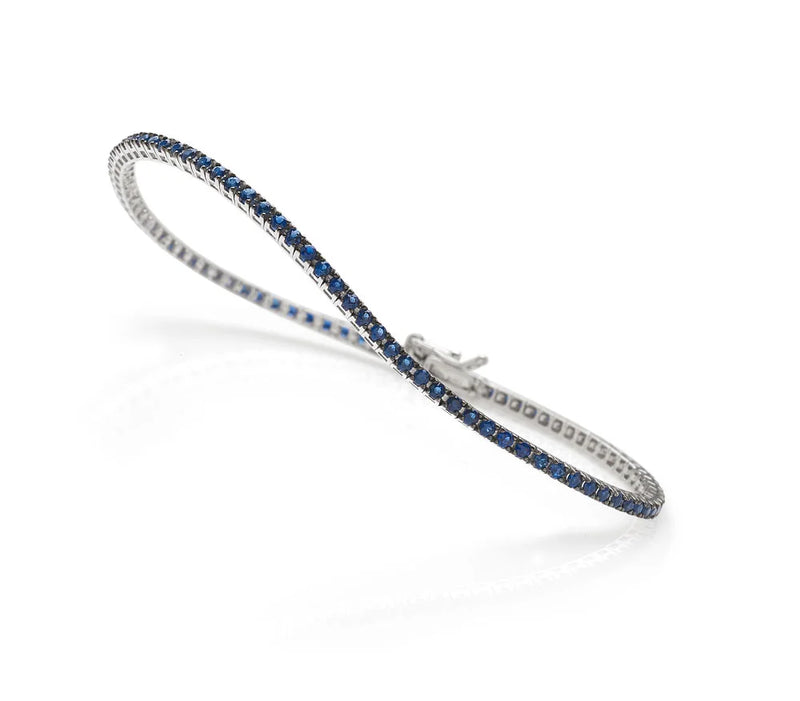  Poetry Tennis Bracelet Saturn Gold and Blue Sapphires 1.45 ct