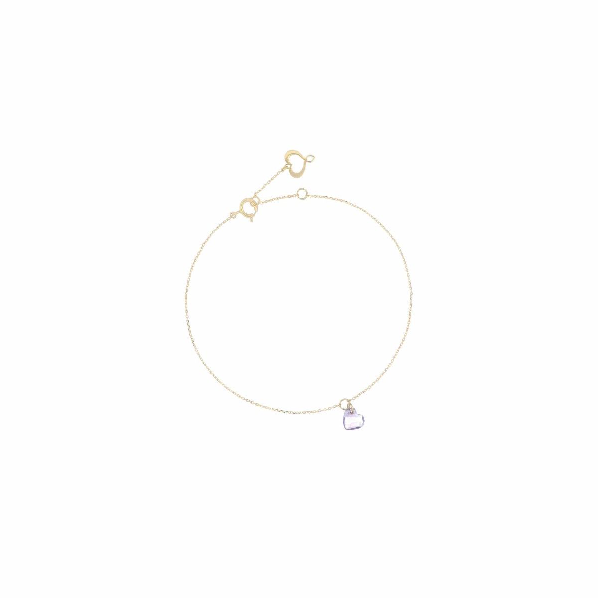 Maman et Sophie Bracciale Oro Giallo 18kt Cuore Nudo Viola BRCUNAM