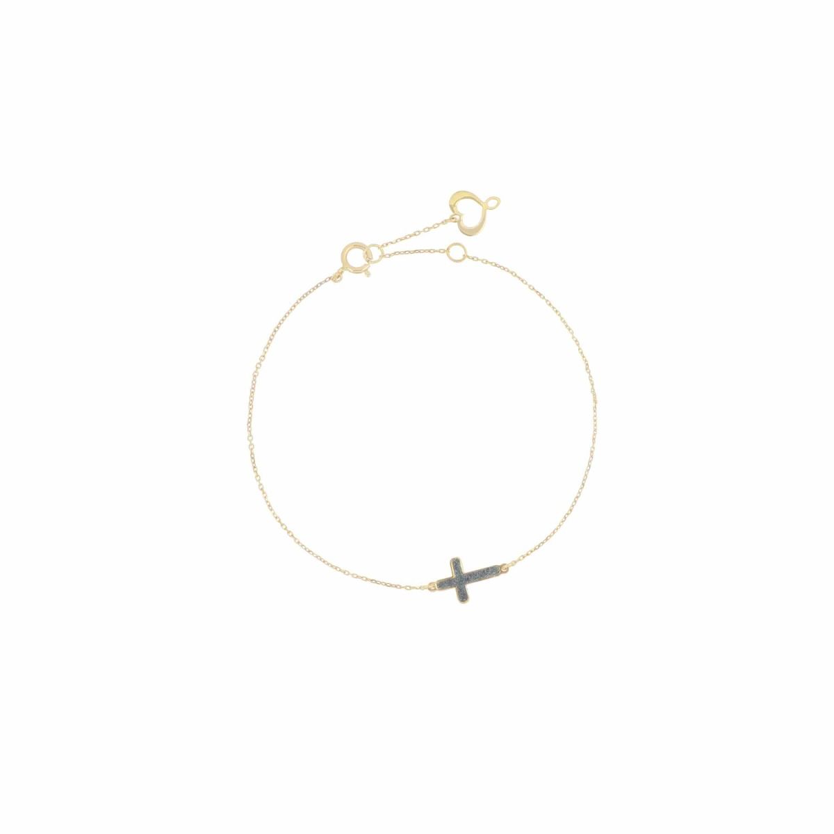Maman et Sophie Bracciale Croce Oro Giallo 18kt e Polvere Blu BRSSOCR6