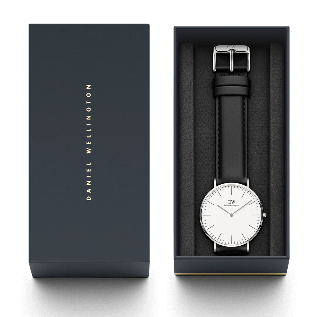 Daniel Wellington Classic Black Bristol 36 Silver