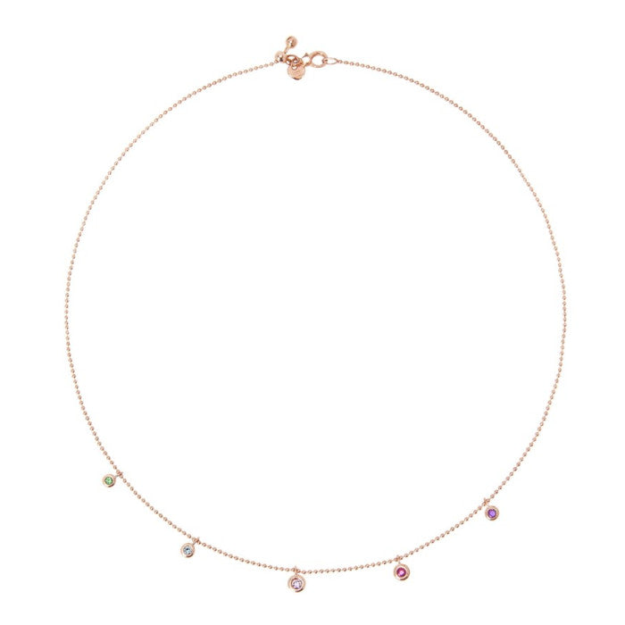  Dodo Bubbles Rose Gold Necklace with colored stones