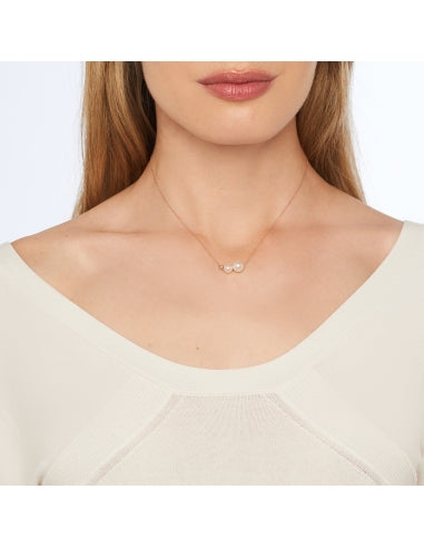 Mimi Collana Choker in oro rosa 18k con perle Akoya e diamante