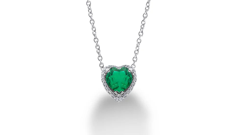 Freelight Choker in White Gold and Heart-Cut Emerald