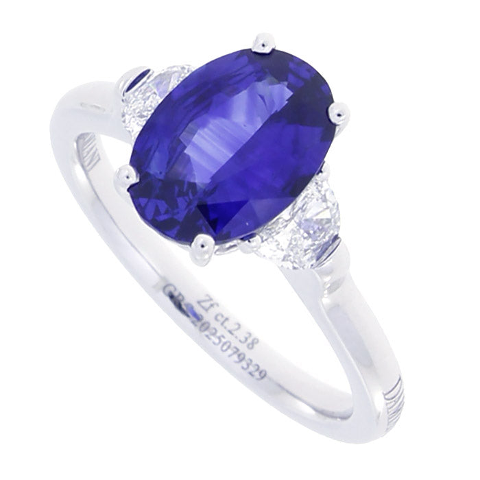 Damiani Anello in Oro Bianco con Zaffiro Ceylon 2,38 ct e Diamanti 81113125