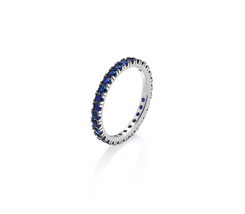  Poetry Eternity Ring Saturn Gold and Blue Sapphires 0.38 ct