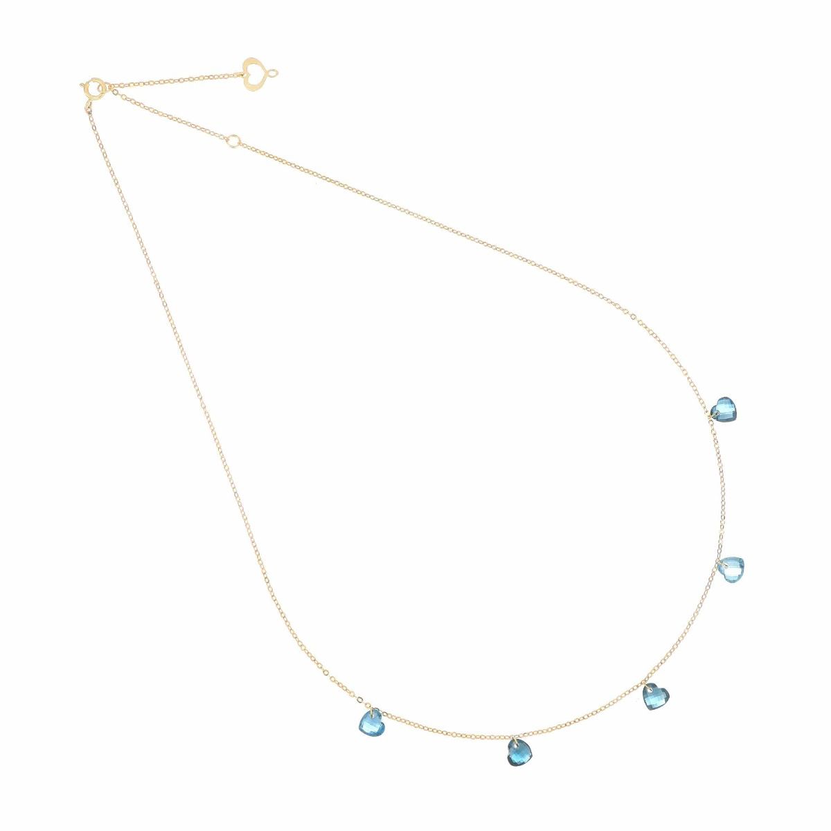 Maman et Sophie Girocollo Oro Giallo 18kt Cuori Nudi Blu GCCUN5TB
