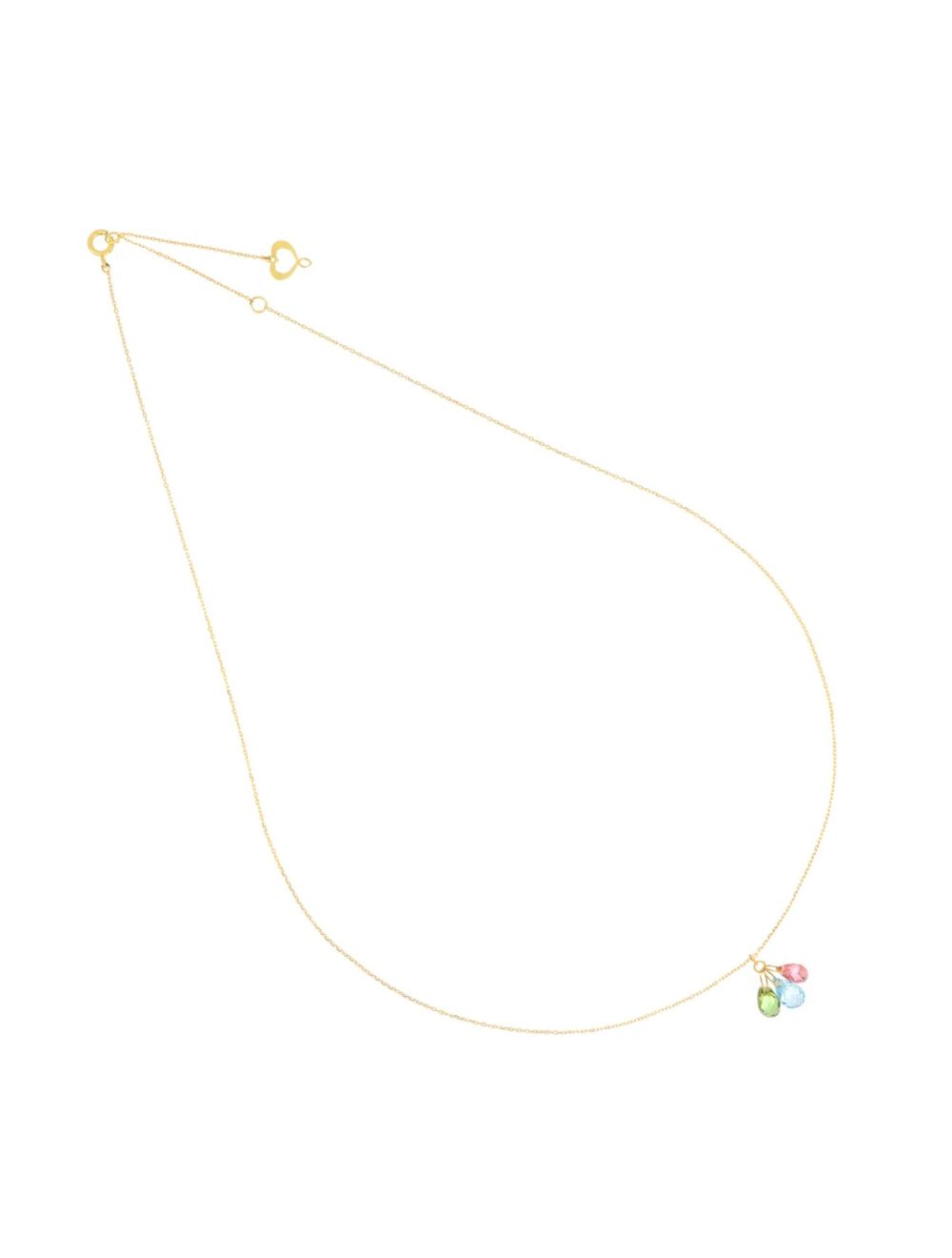 Maman et Sophie Girocollo Oro Giallo 18kt 3 Gocce Verde Azzurro Rosa GCDRPVAR