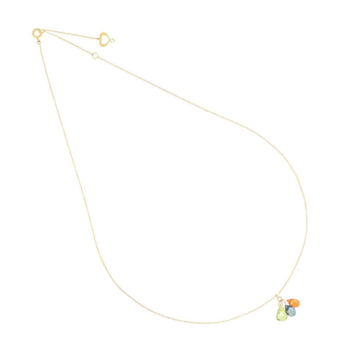 Maman et Sophie Girocollo Oro Giallo 18kt 3 Gocce Arancio Azzurro Verde GCDRPVBA