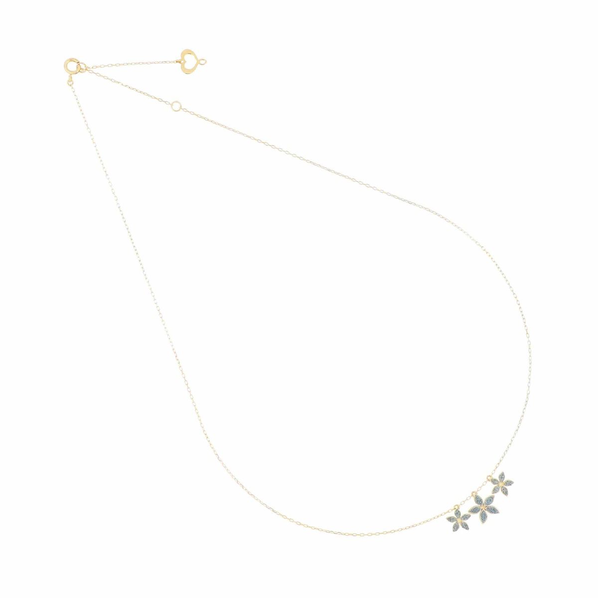 Maman et Sophie Girocollo Tre Fiori Celesti Oro Giallo 18kt GCNSM35