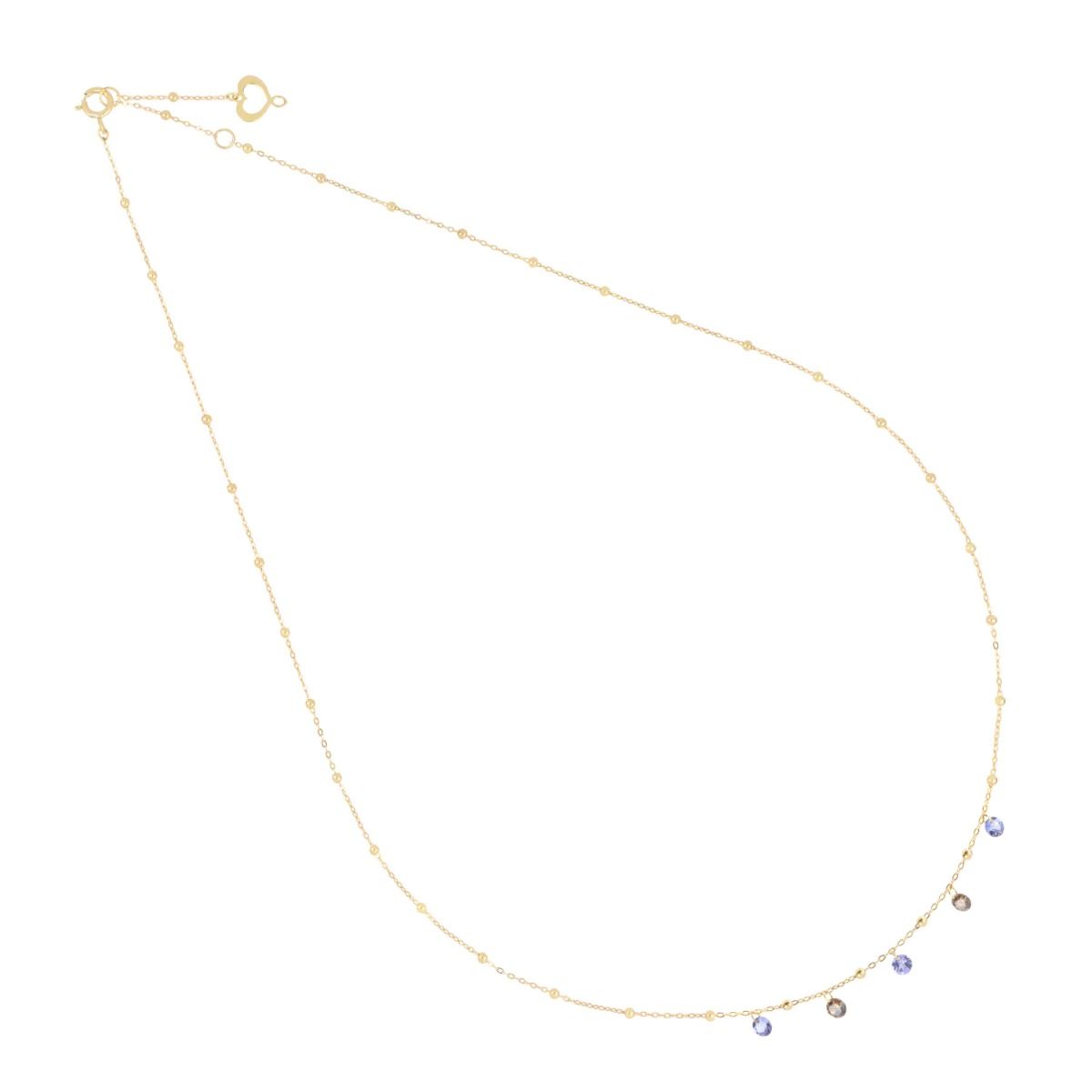 Maman et Sophie Girocollo Oro Giallo 18kt Pietre Nude Viola e Brown GCNUD5BWTZ
