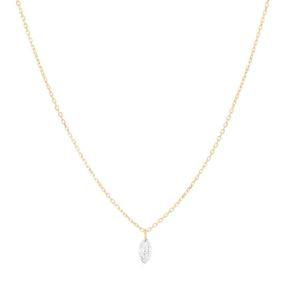 Maman et Sophie Girocollo oro giallo 18kt con diamante nudo Marquize ct 0.10 GCNUDM10