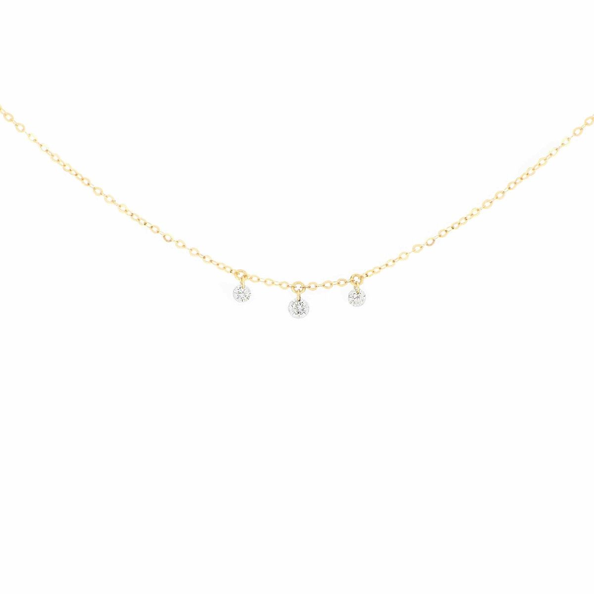 Maman et Sophie Girocollo Oro Giallo 18kt Tre Diamanti Nudi GCNUDX3