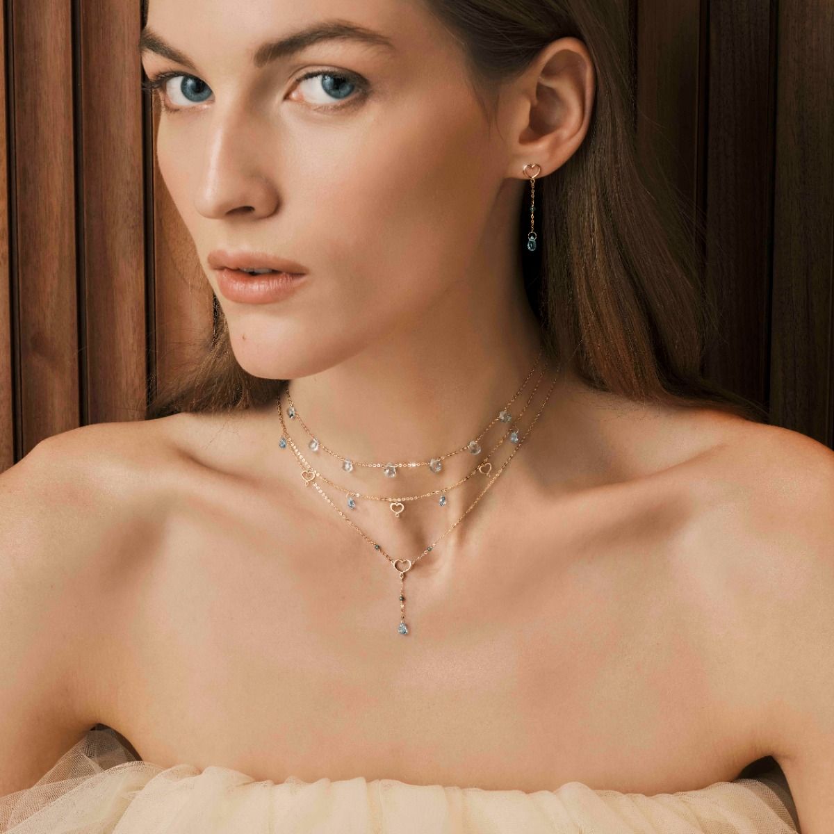 Maman et Sophie Girocollo Oro Giallo 18kt Drops Cuore Goccia Topazio GCSSOMSDVA