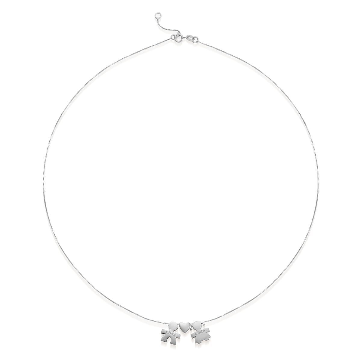 Le Bebè Collana I Tesorini Bimbo Cuore Bimba Oro Bianco LBB920/MF