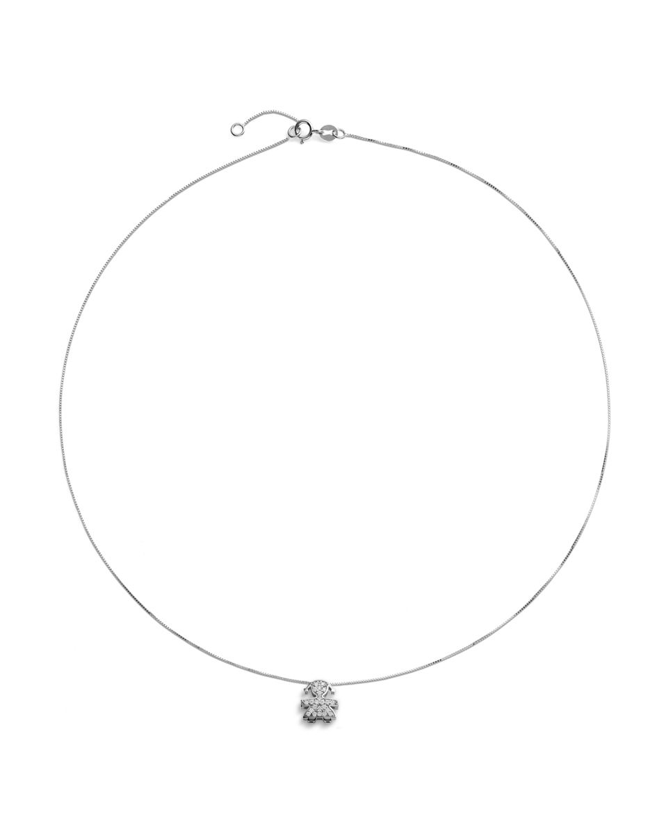 Le Bebè I Tesorini Ciondolo Bimba Oro Bianco e Diamanti LBB951