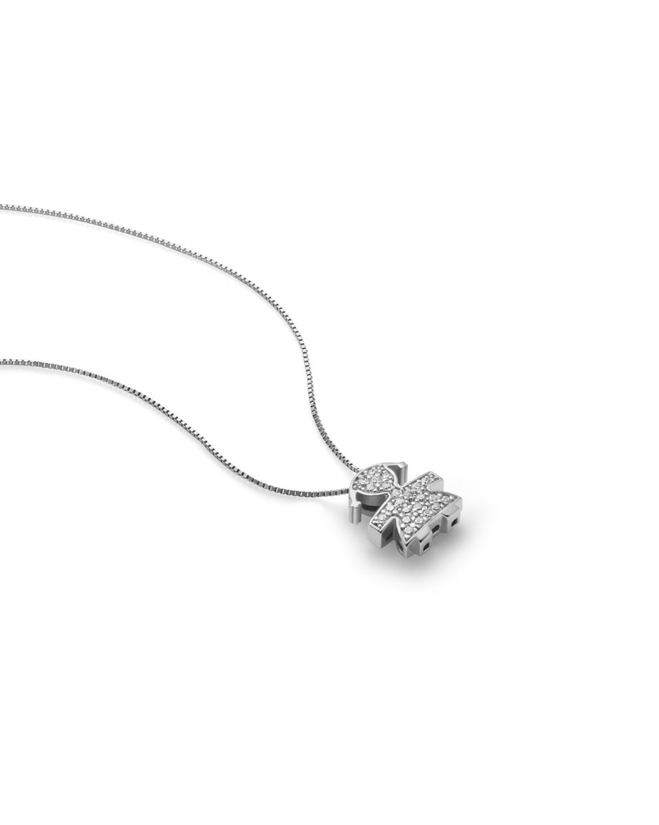 Le Bebè I Tesorini Ciondolo Bimba Oro Bianco e Diamanti LBB951