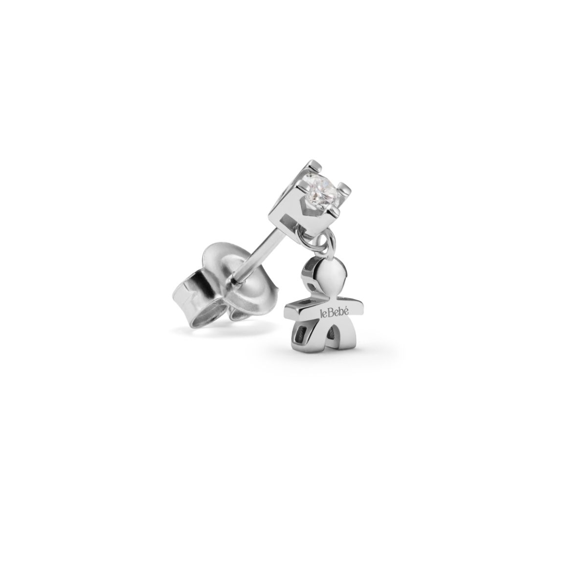 Le Bebè Orecchino Punto Luce I Tesorini Bimbo Oro Bianco e Diamante LBB964