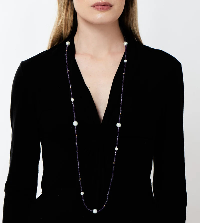 Mimi Collana Lunga Ametista e Perle