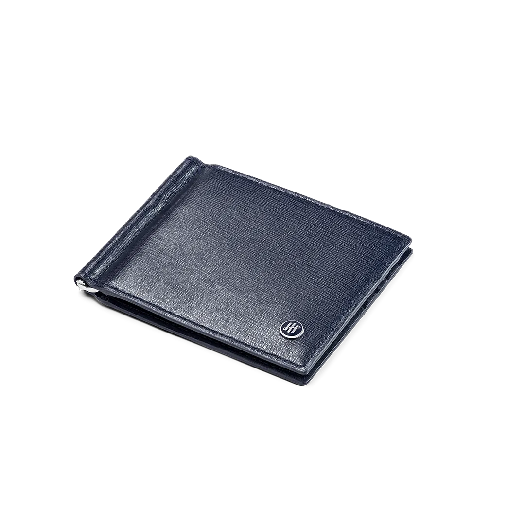 Montegrappa Signet Portacarte con Clip Saffiano Blu