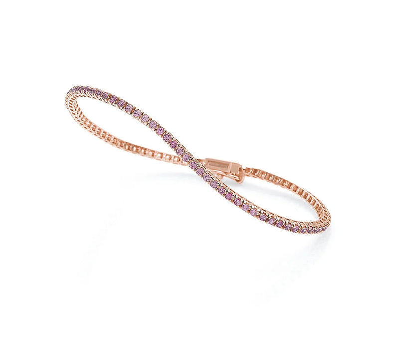  Poetry Saturn Tennis Bracelet in Rose Gold and Pink Sapphires ct 1.00