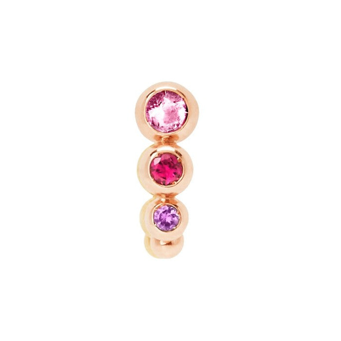  Dodo Mono Bubble Earring in Rose Gold and Ruby, Pink Sapphire and Amethyst