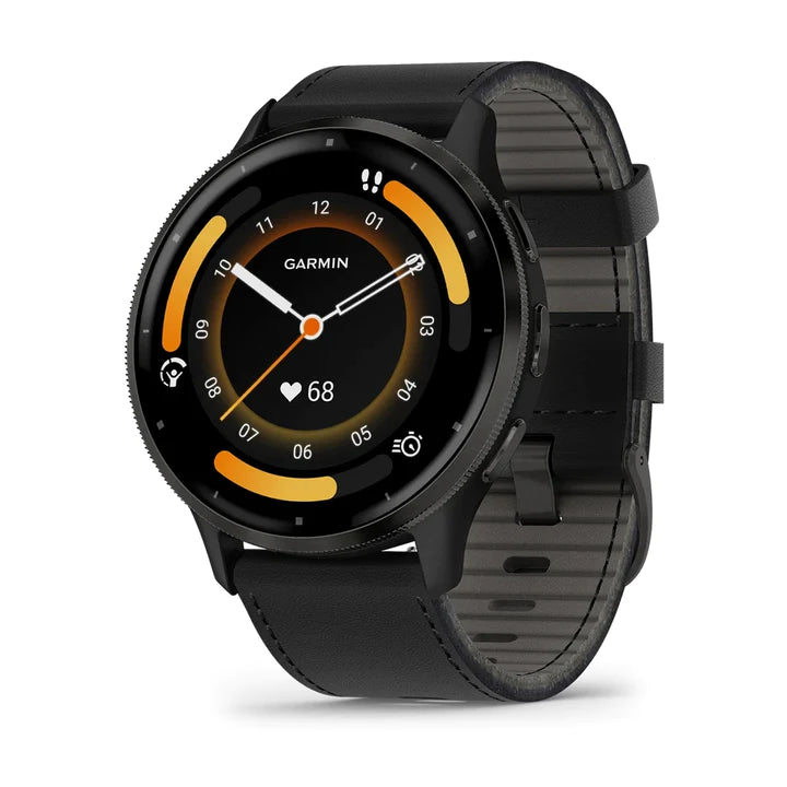 Garmin Venu 3 Black & Slate with Leather Strap