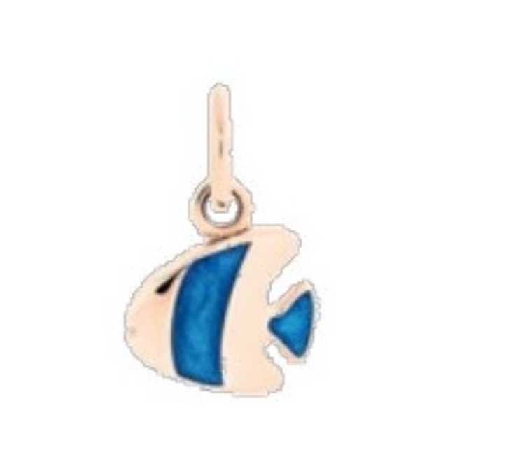 Dodo Angel Fish Pendant Rose Gold and Blue Enamel