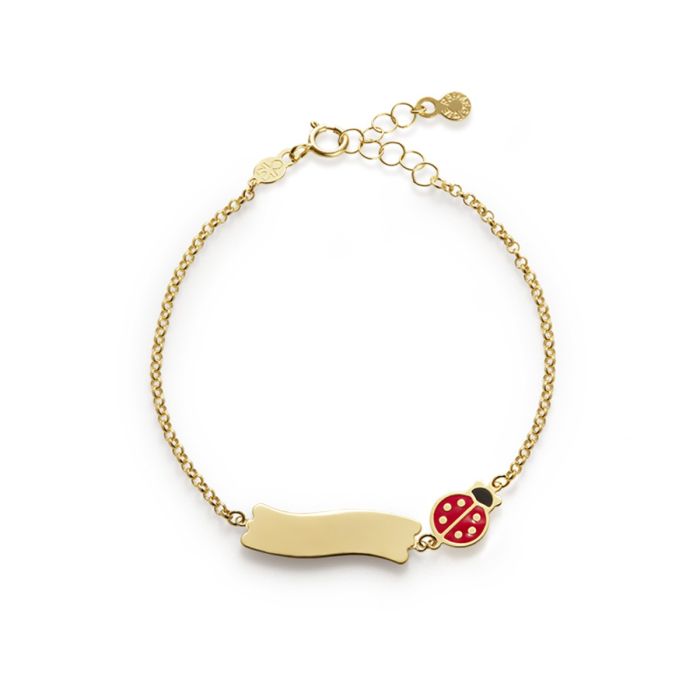 Le Bebè Bracciale Fortuna con Coccinella e Targhetta Oro Giallo PMG026/B