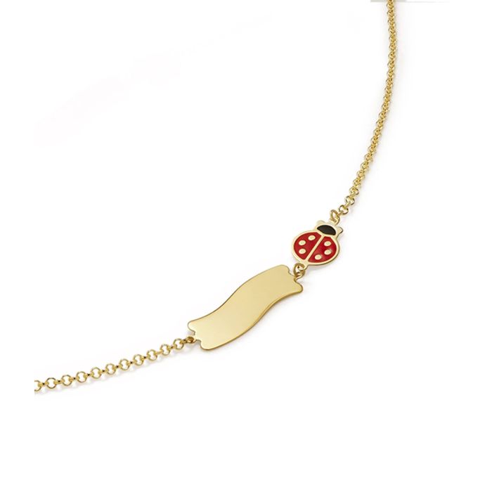 Le Bebè Bracciale Fortuna con Coccinella e Targhetta Oro Giallo PMG026/B