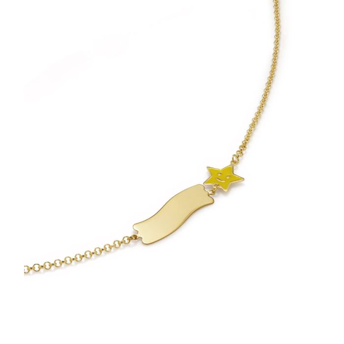 Le Bebè Bracciale Fortuna con Stella e Targhetta Oro Giallo PMG028/B
