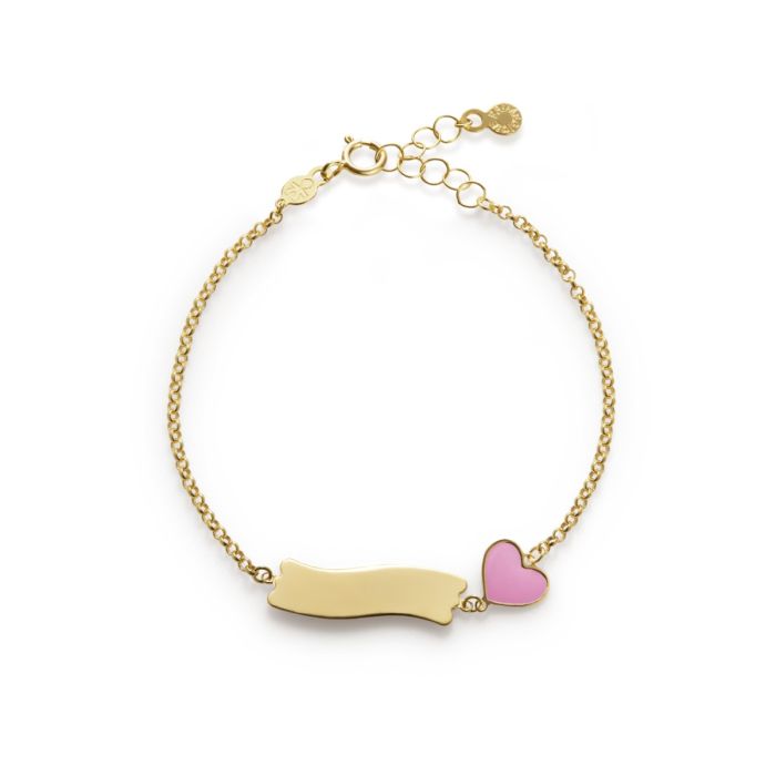 Le Bebè Bracciale Fortuna con Cuore e Targhetta Oro Giallo PMG029/B
