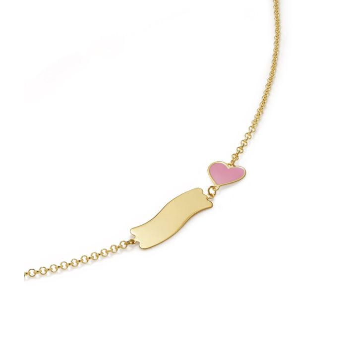 Le Bebè Bracciale Fortuna con Cuore e Targhetta Oro Giallo PMG029/B