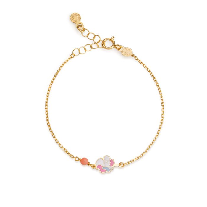 LeBebè TOYS Bracciale Oro Giallo Unicorno e Corallino PMG176