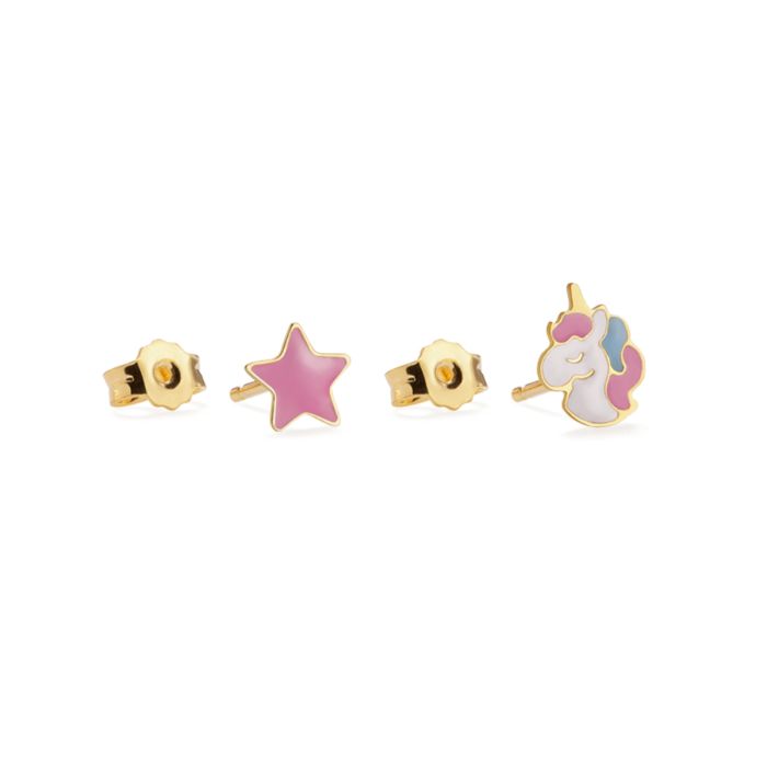 LeBebè TOYS Orecchini Oro Giallo Unicorno e Stellina PMG177