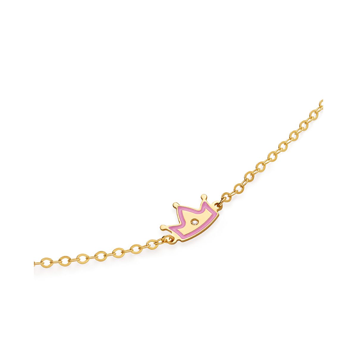 LeBebè Bracciale Lucciole in Oro Giallo Coroncina e Diamante PMG201