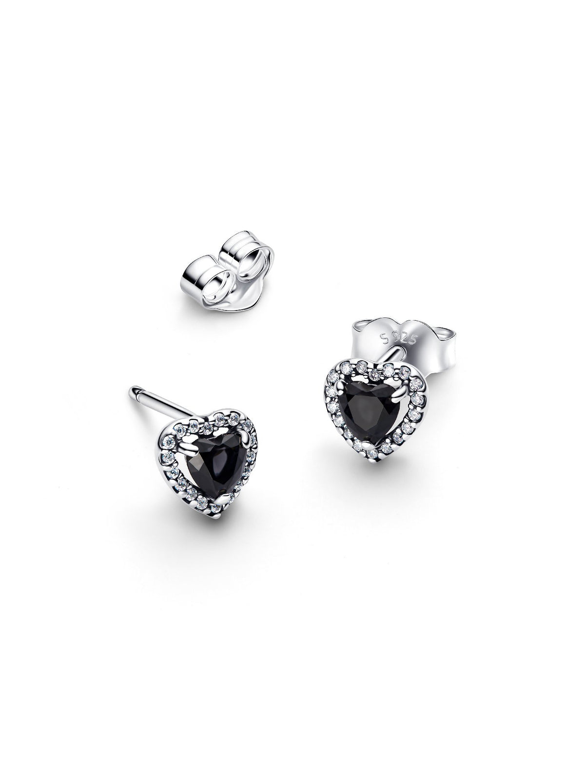 Pandora Orecchini Cuore in Rilievo Nero 298427C03
